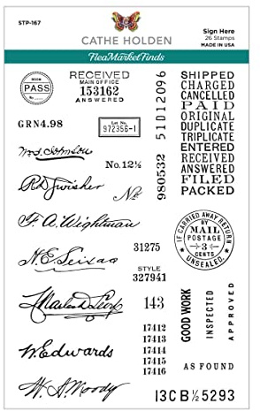 Spellbinders STP-167 Sign Here Clear Stamp Set from The Flea Market Finds Collection by Cathe Holden