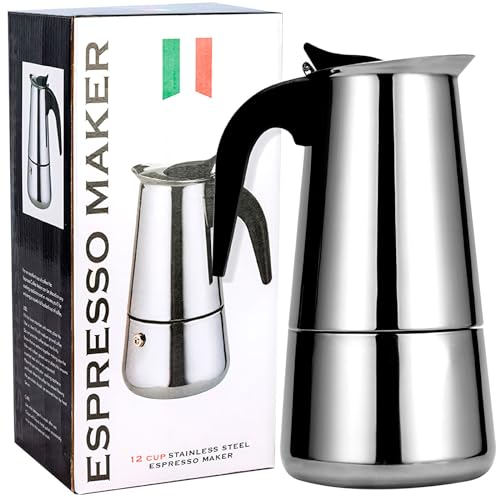 DITOSH 4 Cup Stovetop Espresso Maker Stainless Steel Moka Pot Espresso Maker Percolator Italian Coffee Maker Capable Mocha Coffee Machine Cafe Classic Maker for Home and Camping 200ml 6.6oz