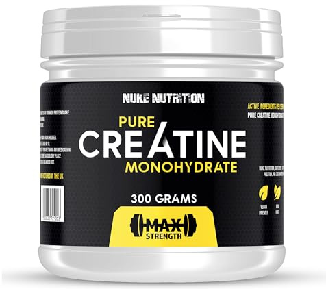 Nuke Nutrition Creatine Monohydrate Powder 300g - Micronised Creatine Powder for Gym Workout - Unflavoured Muscle Building Supplements for Post and Pre-Workout - Improve Performance & Bolster Strength