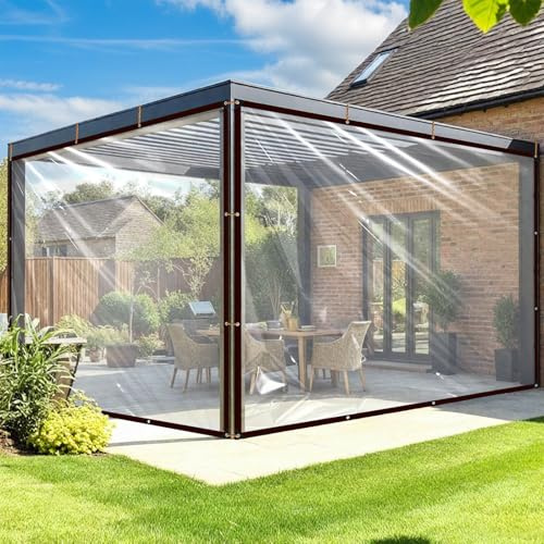 Clear Tarp Waterproof, 4X8 Tarps Heavy Duty with Grommets Outdoors Plastic Tarpaulin for Patio Transparent Lonas Greenhouse Chicken Coop Covers for Winter