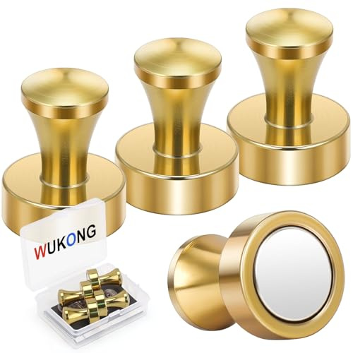 Wukong Neodymmagneter starkt grepp, 20 × 25 mm | 4 stycken starka magneter tryckstift, whiteboard-magnet, guld för magnettavla, kylskåp och kontor