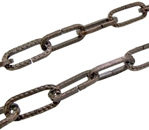 3m Eisenkette Fumé gehämmert Ø 2 mm Lampenkette Leuchtenkette Zierkette aus Stahl für Pendelleuchten Dekoration bis 5 kg