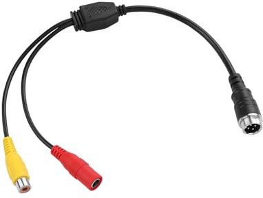 TIENFOKOTA Adaptador M12 4 Pines a RCA, Conector AV para Sistema CCTV y Cámaras de Videovigilancia (Conectores hembra dobles + conector macho de aviación de 4 pines, RCA)