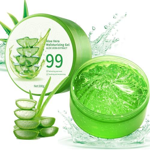 hommova 2 Pcs Aloe Vera Gel for Face, 300ml 99% Organic Hydrating Aloe Vera Gel