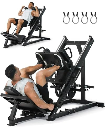 2-in-1 Leg Press Hack Squat Machine for Home Gym – 1400LBS Capacity, Linear Bearing, Hydraulic Mode Switch, Adjustable Angles, Heavy Duty Steel Lower Body Strength Training Equipment