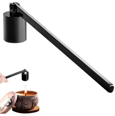WUNZILO Spegni Candela per Candele in Acciaio Inox con Manico Lungo, Strumenti per la Cura delle Candele può Spegnere in Sicurezza Gli Stoppini delle Candele(Nero)