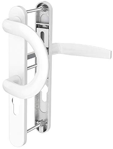 Schmalrahmengarnitur PZ Lochung Türdrücker 72mm Langschildgarnitur Weiss RAL9016 Schildgarnitur (Bügelgriff/Drücker, Türstärke 39-54mm)