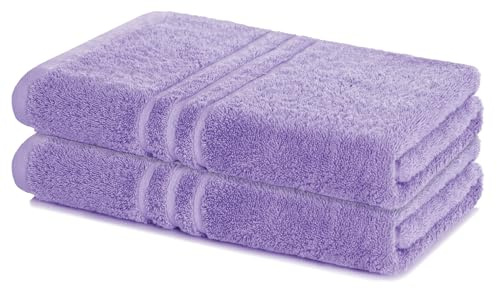 Lavea® Set med 2 Badhanddukar 70x140 cm 100% Bomull – Mjuka och Absorberande – Perfekta som Stora Badhanddukar, Badlakan eller Handdukar – Lavendel
