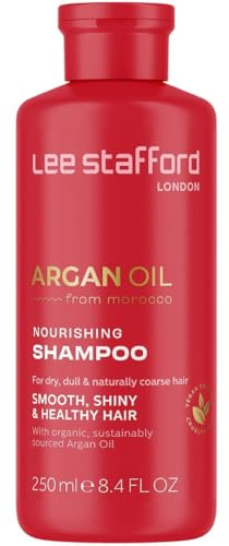 Lee Stafford Moisturizing Shampoo | Argan Oil Collection - Best for Dry, Dull Hair to Repair Split Ends for a Hydrating Silky Smooth Shine, Volumizing Salon Grade Gloss Finish, 250 ml