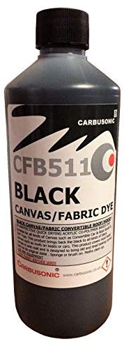 Carbusonic Black Convertible Canvas Roof Dye/Reviver, Restores Colour To Faded Fabric Roofs 500ml