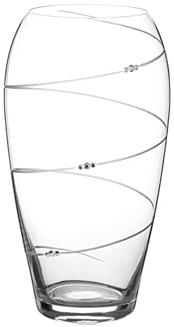 DIAMANTE Swarovski Crystal Vase - Swirl - Hand Cut Design with Swarovski Crystals | 29cm gift boxed