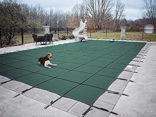 Bâche Piscine Couverture De Piscine Creusée Verte 10m / 9.5m / 9m / 8.5m / 8m / 7.5m / 7m / 6.5m / 6m / 5.5m / 5m, Rectangulaire / En Forme De Rein / Couverture De Piscine Solide Carrée, Maille De Pro