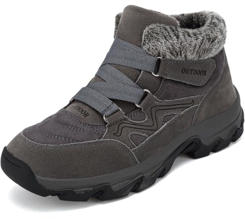 VTASQ Botas de Invierno Hombre Mujer Botas de Nieve Calentar Forradas Antideslizante Libre Botas de Senderismo Zapatos Trekking Gris 41 EU