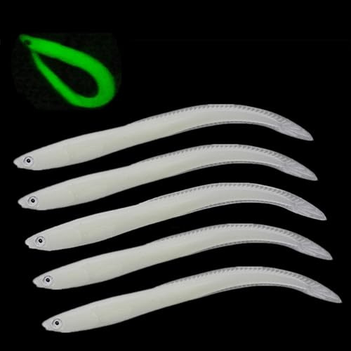 OriGlam 5pcs Lesses de pesca, señuelos de pesca Molle anguila biónica, cebos artificiales cebos de pesca señuelos de pesca de anguila para lucio de la trucha de lucio (brillante)