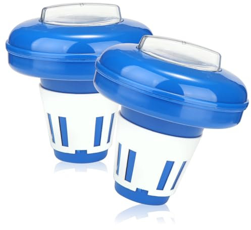 com-four® 2X Dosierschwimmer für den Pool - Chemikalienspender für Chlor- oder Bromtabletten - zur dosierten Abgabe von Poolzusätzen (2 x 16.5 cm)