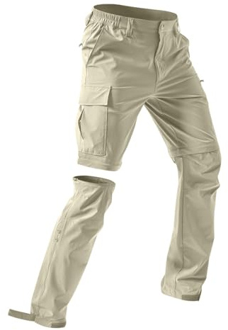 Pantalones convertibles para hombre, pantalones de senderismo con botón, ligeros, con cremallera, convertibles en pantalones cortos, pantalones de piernas desmontables con 5 bolsillos profundos para