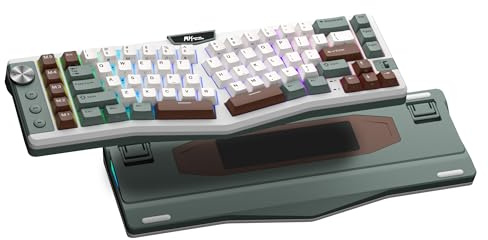 RK ROYAL KLUDGE A72 Alice Ergonomica Tastiera Meccanica Wireless con Manopola/Tasti Macro/Targhetta Tattile, Tastiera 68% 72-Tasti con Guarnizione Tri-Modale BT/2.4G/USB-C, Hot Swap, Software Win/Mac