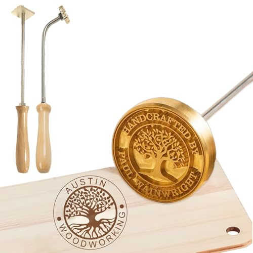 JJ GRADGOWN Personalised Branding Iron for Wood, Custom Branding Iron for Wood with Exclusive Patterns/Text, Wood Burning Metal Stamps Kit for Wood, Leather, BBQ, Crafters & Enthusiasts (X Wooden)