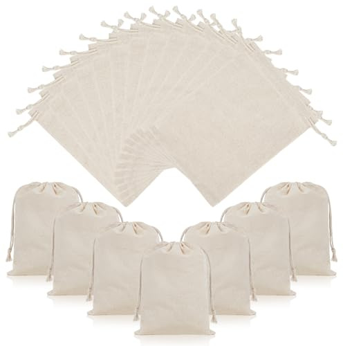OFFCUP 20PCS 20x25cm Bolsas de Algodón, Bolsa con Cordón para Regalo, Bolsitas de Tela Reutilizable Pequeñas Para Regalos de Bodas Fiestas Cosméticos Joyas Navidad Cumpleaños DIY