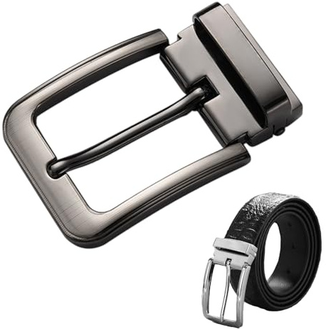 Fibbia Rettangolare per Cintura in Lega di Zinco, Fibbia Intercambiabile di Ricambio da 35 mm per Cintura in Pelle, Fibbia ad Ardiglione Singolo, Accessorio per Uomo e Donna, per Cinture da 32 a 35 mm