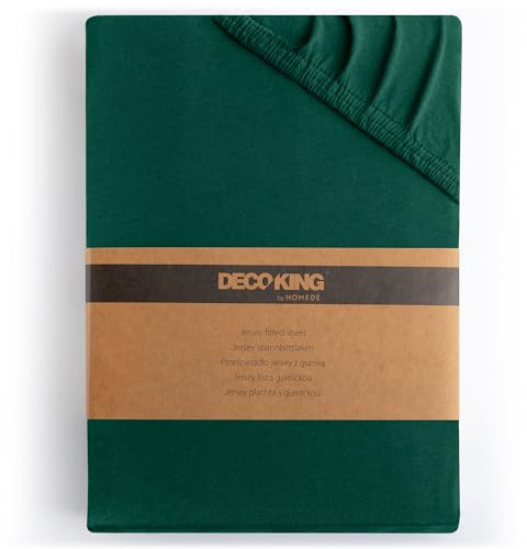 DecoKing Fitted Sheet Double 100% Combed Cotton Soft Jersey Bed Sheet 120x200-140x200 cm Green Amber