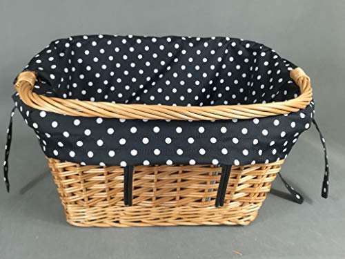 Wilgenteen för cykelkorg, vit cykelkorg, 45 x 32/H 20/28 cm (svart med prickar)