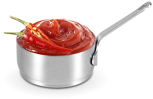 Stainless Steel Condiment Cups, 100ml/3.4oz Reusable Ramekins, Dipping Sauce Cups Small Round Sauce Bowls Individual Portion Cups with Handle for Ketchup, Dressing, Home, Party