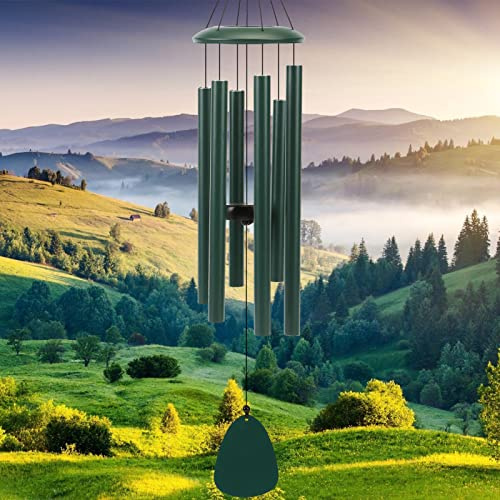 FSVGYY Wind-Chimes-Outdoor-Deep-Tone, Large Soothing Melodic Tones Windchimes, Wind Chimes for Outside, Memorial Wind Chime Best Gift for Mom Women Grandma Neighbors(32 Forest Green Coated Aluminum)
