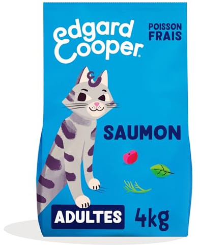 Edgard Cooper Croquettes pour Chat Stérilisé, Adulte, Saumon 4kg, Sans céréales, Viande fraîche, Nourriture naturelle, Croquette Riche en protéines, Sans sucres ajoutés