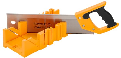Hoteche Miter Box and Saw Set, 14-Inch Back Saw with ABS Mitre Box for Woodworking, Trim, Molding & Carpentry