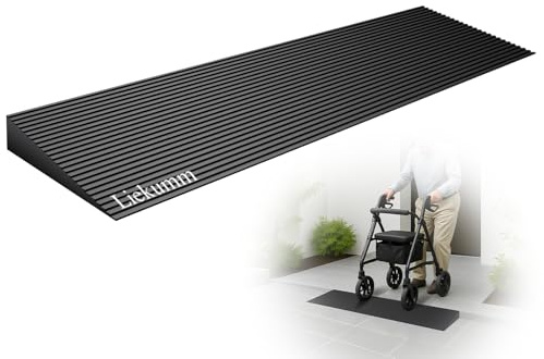 LIEKUMM 1-3/4 Rise Rubber Threshold Ramp for Doorways & Home Steps, 2500 lbs Heavy Duty Wheelchair Door Ramp, Non-Slip Indoor Outdoor Transition, 35.5 Wide, Cuttable
