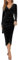 CheChury Evening Dresses for Women UK Maxi Dresses Velvet Ruched V-Neck Dress Bodycon Split Wrap Dress Elegant Wedding Cocktail Party Fall Winter,Black,L
