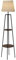 HOMCOM Lampada per Soggiorno in Metallo e MDF a 2 Ripiani, Lampada Moderna con Paralume in Tessuto, Ø42x166 cm, Nero e Marrone