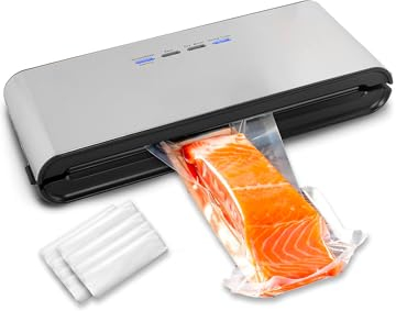 Avilia Macchina Sottovuoto per Alimenti in Acciaio Inox - Sigilla Sacchetti per Carne, Verdure e Pesce - 120W - Design Compatto - Conservazione Ottimale