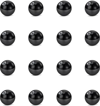 WillTen 16Pcs Kugel Schwarz, 5mm Kugeln 1,6 Zungenpiercing, Bauchnabelpiercing für Industrielle Schmuck Nippel Zunge Augenbraue