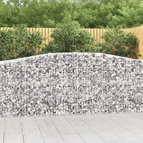 Chaduof Gabionen mit Hochbogen 15 STK, Gabionenkörbe, Gabionen Hochbeet, Steinkorb, Gabionengitter, Kräuterspirale Für Garten, Drahtkorb Für Pflanzen, 400x50x100/120cm Verzinktes Eisen