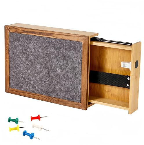 DeYoungArbeit Armario de pared para pistolas con cerradura magnética, estante de pared, caja de almacenamiento de madera hecha a mano (cubierta de fieltro)