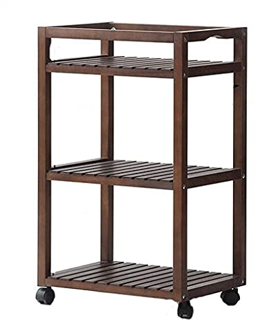 ERoomQ Kitchen Storage Trolley Shelf Trolley Wooden Trolley 3-Tier Shelf Trolley Sitting Room Trolley Kitchen Cart Bathroom Trolleys Storage Shelf Trolley