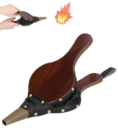 Dsacxixai Souffleur de Barbecue à Soufflet en Bois, Mini Ventilateur électrique portatif pour cheminée, Camping, BBQ avec Sangle