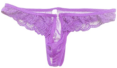 VemeFufu String sexy en dentelle pour homme Bikini Thong Slip ouvert avant Lingerie pour homme Violet, 1 pack violet, taille unique