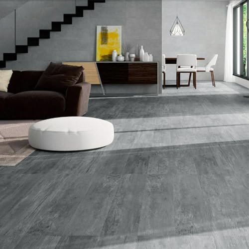 INMOZATA Revestimiento de suelo de PVC autoadhesivo, 36 baldosas/91,5 x 15,2 cm, 5,01 m², suelo de vinilo autoadhesivo, grosor 2 mm, impermeable, para cocina, baño, casa, azulejo, gris oscuro
