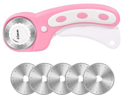 Cortador giratorio ergonómico de 45 mm - fresa de cambio rápido, botón de seguridad, cortador de tela giratorio | Cortador giratorio de corte de tela de 45 mm con mango ergonómico