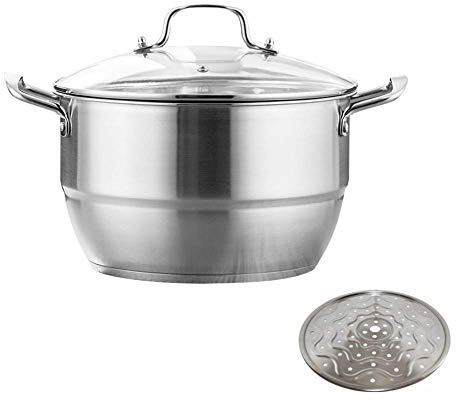 KLLJHB Marmite à Soupe Vapeur, Casserole à Induction électromagnétique, marmite à Soupe en Acier Inoxydable, cocotte, marmite de Cuisine, poêle antiadhésive, casseroles, marmites à pâtes / 22 cm ()