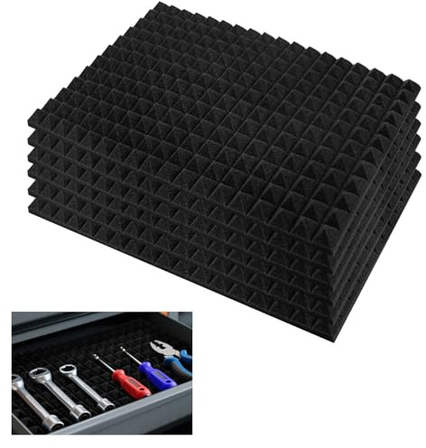 SK Studio 6 fodere per cassette degli attrezzi, tappetino universale per cassetti, antiscivolo, 2,5 cm di spessore, inserti in schiuma per armadietti, mensole, banchi da lavoro, 60 x 40 cm