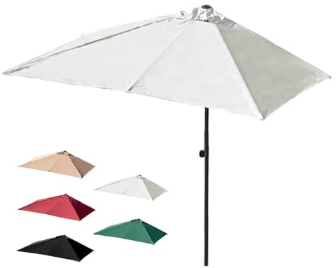 YCBTPS 250X130cm Ombrello da Patio Mezzo, Ombrellone da Parete Esterni, Ad Altezza Regolabile, Parasole da Giardino con 5 Stecche(White)