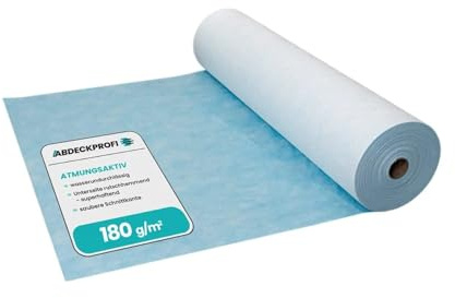 Abdeckvlies selbstklebend Atmungsaktiv - Dampfoffen ca. 1200g/m² 24h – 180g/m² - 0.65m x 25m (16,25m²), Renovierungsvlies, Malervlies, Abdeckvlies selbsthaftend, Treppenvlies