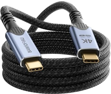 BAWIOFIAU Cable de Video USB C 4K,Carga rápida PD de 100 W, Transferencia de Datos de 20 Gbps, Cable USB-C de Silicona sin enredos Tipo C compatible con Thunderbolt 4/3,cabo usb c to usb c 2M.