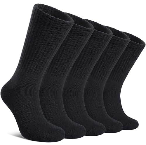 DYW Merino Wool Hiking Socks for Women Men Thermal Warm Winter Boot Crew Cushion Work Ladies Socks Black,Large