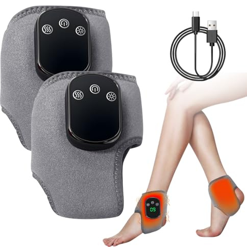 Masajeador de pies, tobillera térmica, envoltura térmica 3 en 1 con 3 modos de vibración y 5 niveles de calor, calentador de pies con masajeador para tobillo, talón, suela, arco (b)