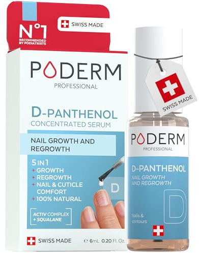 Poderm 5 en 1 Sérum Booster Ongles - D-Panthénol | Soin Fortifiant & Croissance pour Ongles Fragiles - 6 ML | Favorise la Pousse & Limite la Casse | 100% Naturel - Développé par un Podologue en Suisse